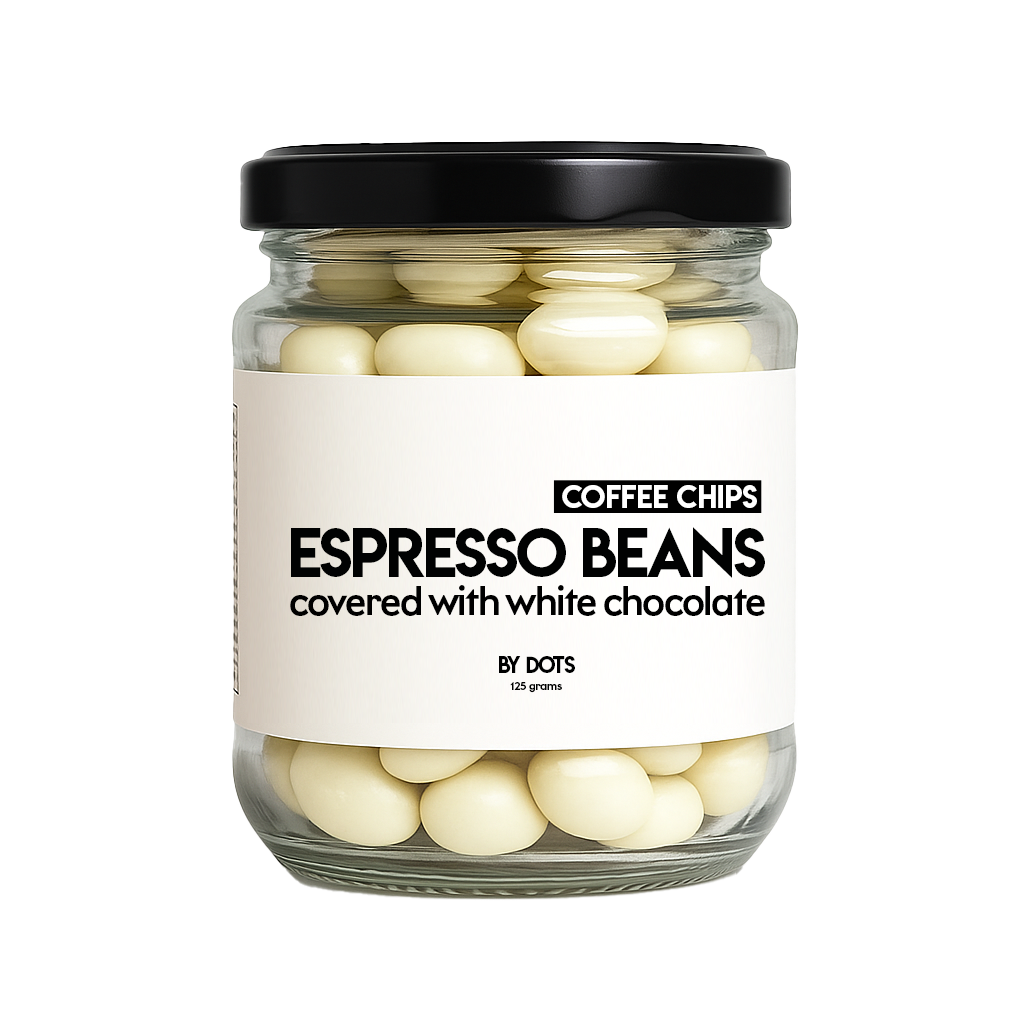 dots espresso beans  white chocolate