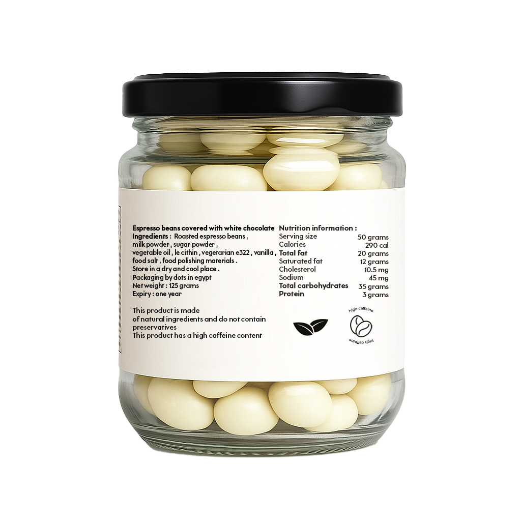 dots espresso beans  white chocolate