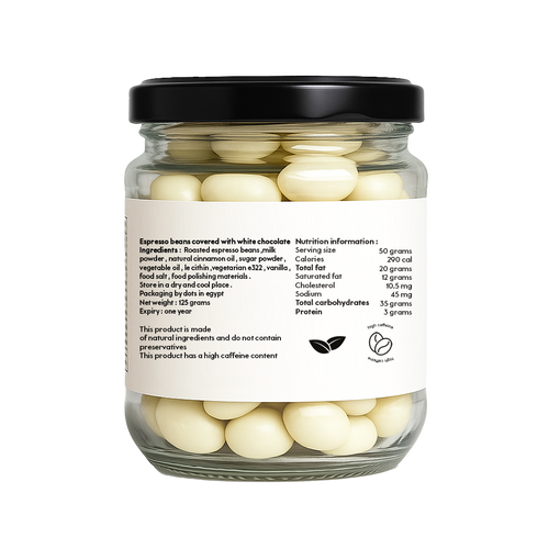 dots espresso beans  white chocolate & cinnamon